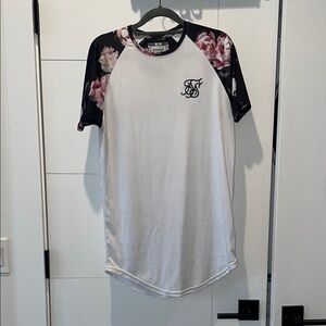 Siksilk White and Floral Raglan Style T-Shirt